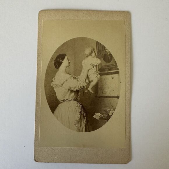 Antique CDV Card DUBASTY A Kiss For Papa 1900s 4”x2.5” Adolphe Henri Dubasty - Picture 1 of 2